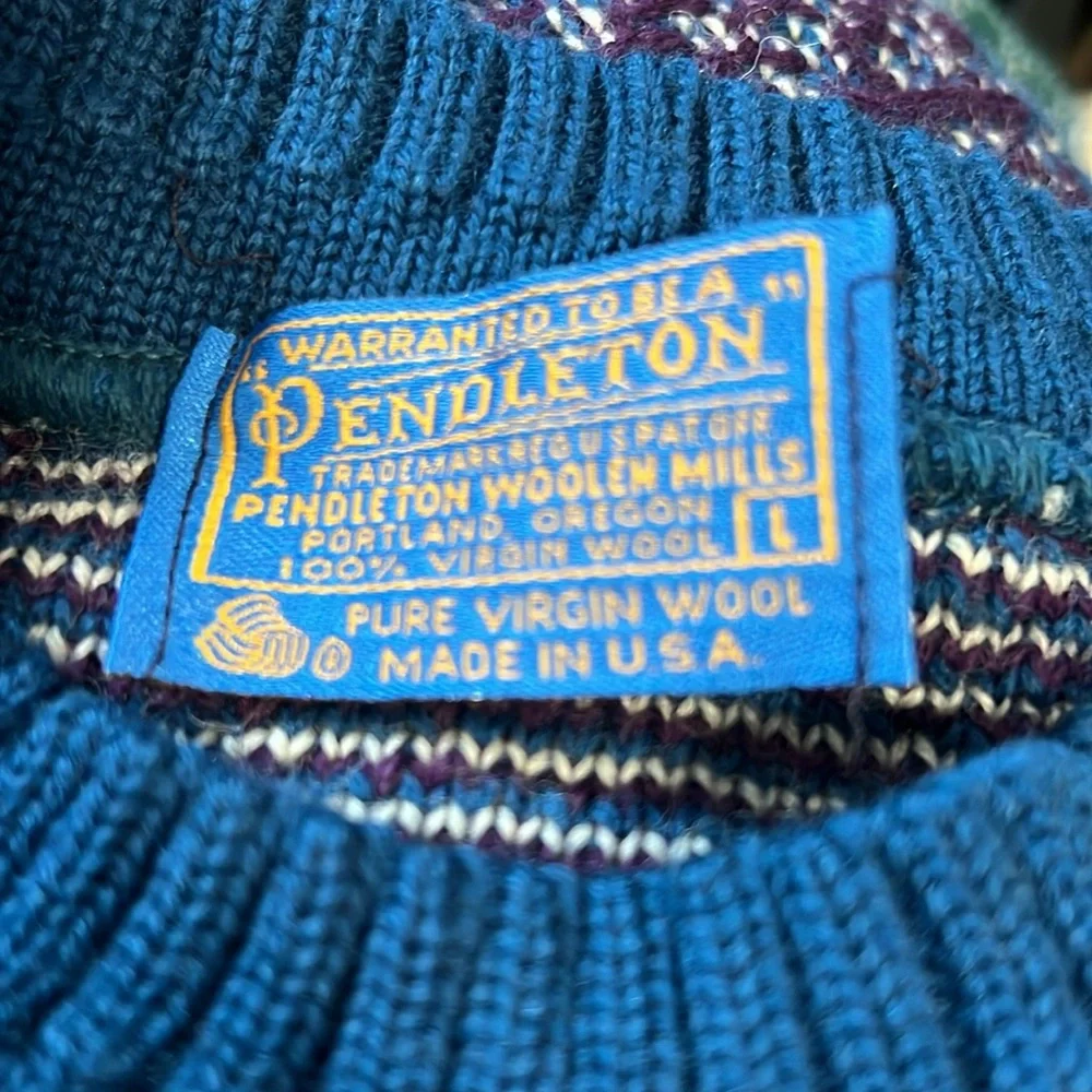 Vintage New Pendleton Wool Classic Crewneck Grandpa Sweater Large USA